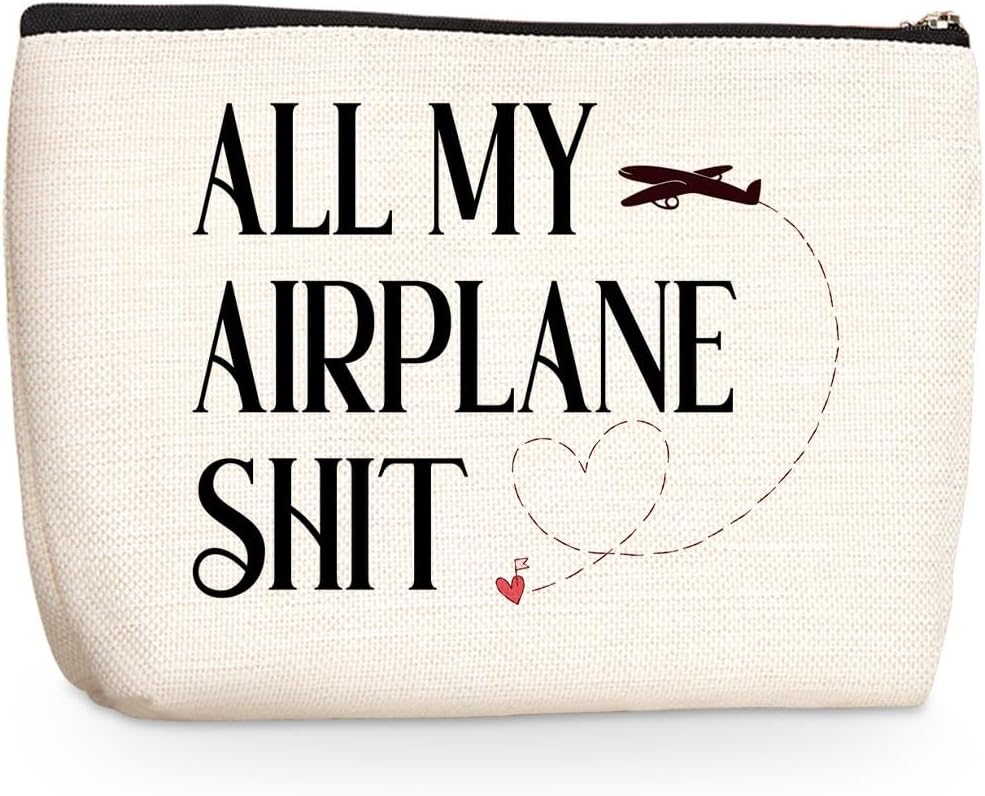 Humor Pilot Gifts Cosmetic Bag Aviation Gifts Flight Makeup Bag, Attendant Gift Flight Attendant Accessories Essentials Funny Christmas Birthday Gift for Women Airplane Lover