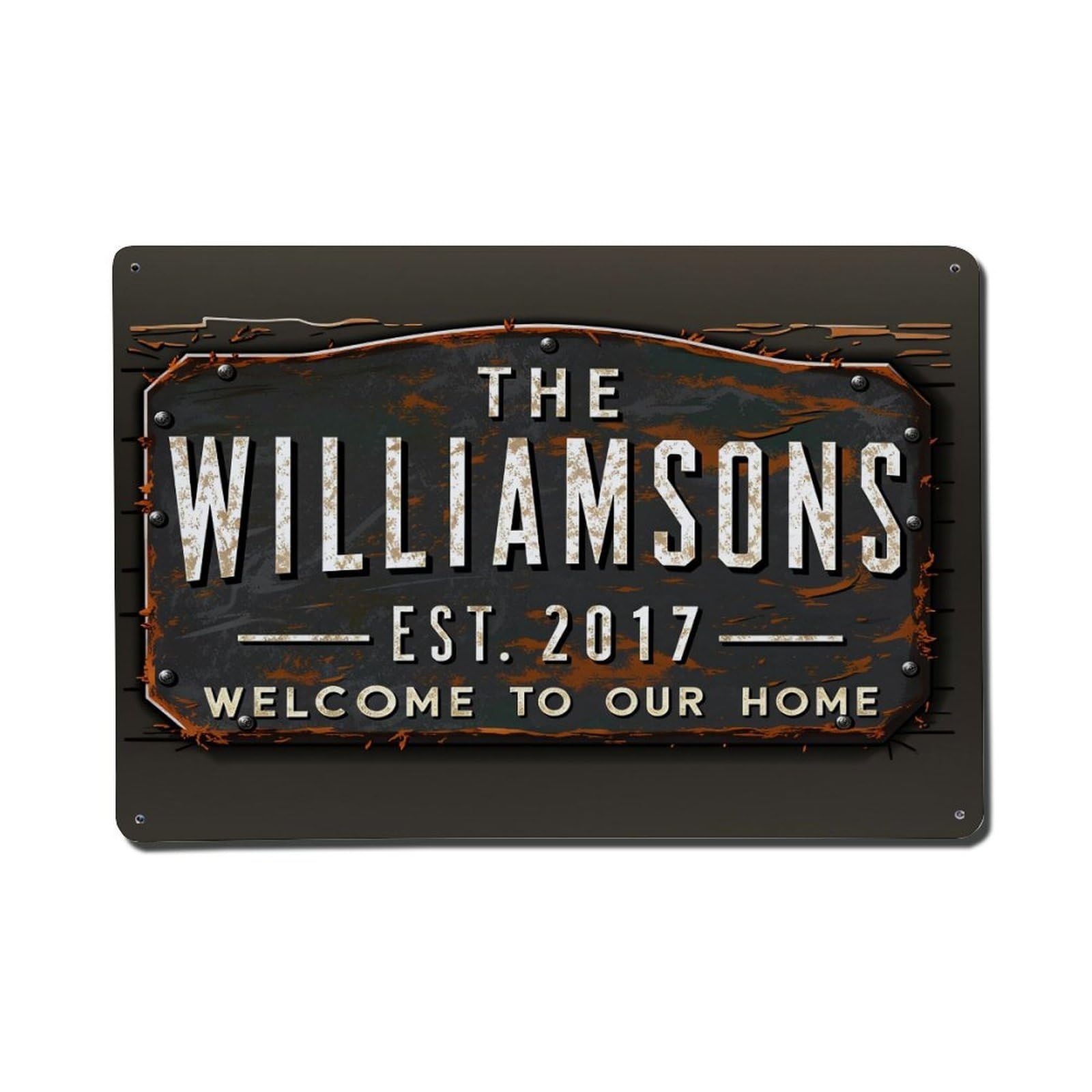 Rustic Metal Sign With Family Name Tin Sign Vintage Metal Poster, Home Bar Garage Man Cave Cafe Indoor & Outdoor Wall Decoration 8x12Inches