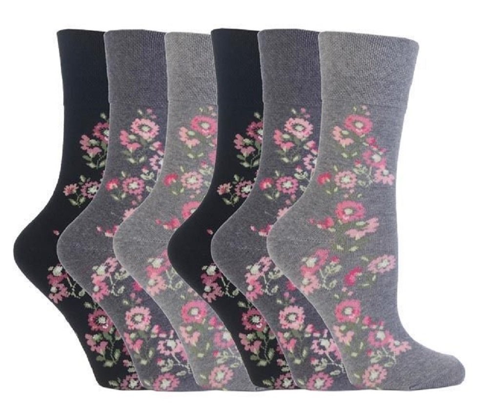 Sock Shop Gentle Grip Women's Gg45 6 Pairs Plain Gentle Grip Honeycomb Top Socks 6 Colours (Gg45)