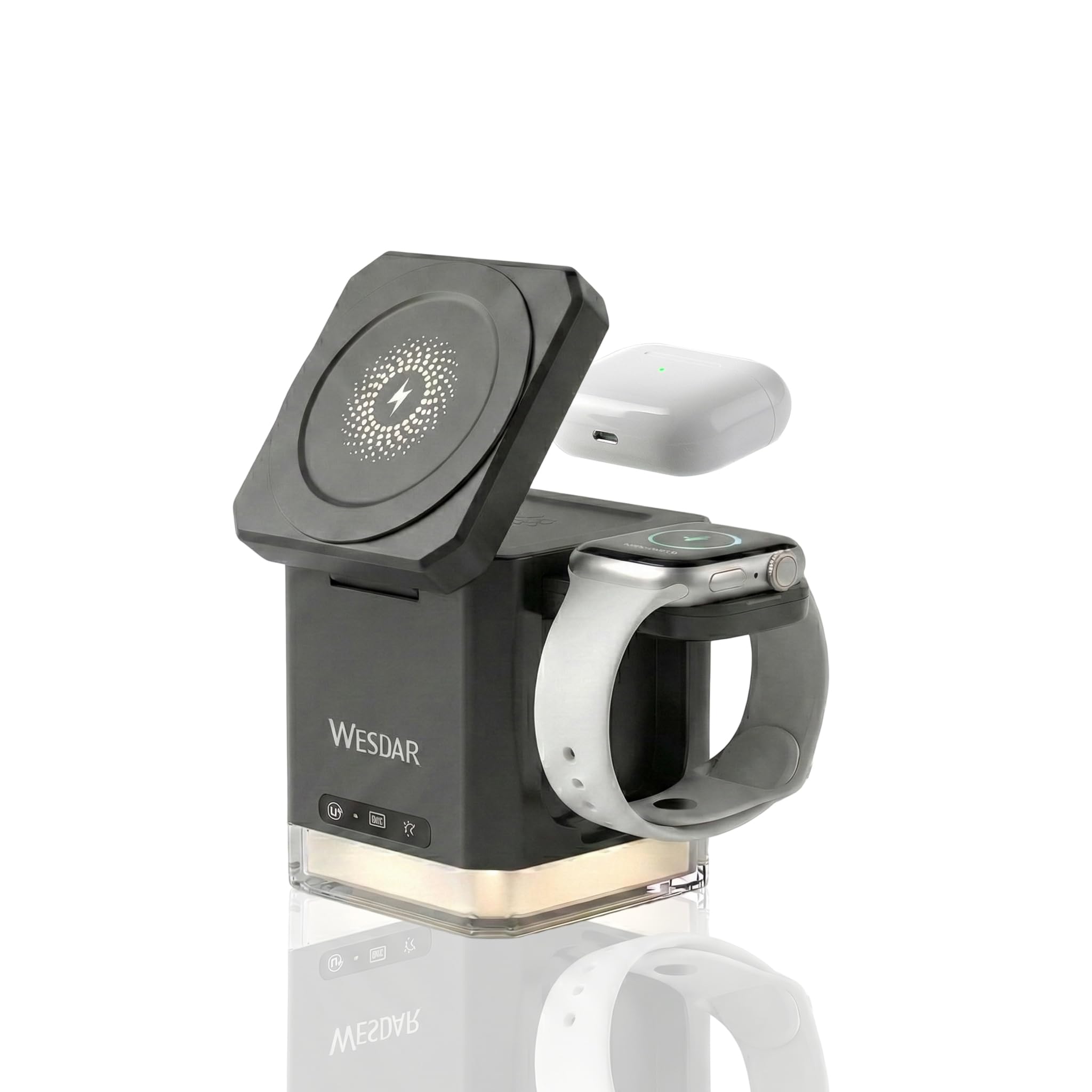 WESDAR 3 in 1 Magnetico Caricatore Wireless per iPhone 15W Compatibile,Stazione di Ricarica Magnetica 15W per iPhone 17/16/15/14/13/12 - Base Pieghevole(NERO)