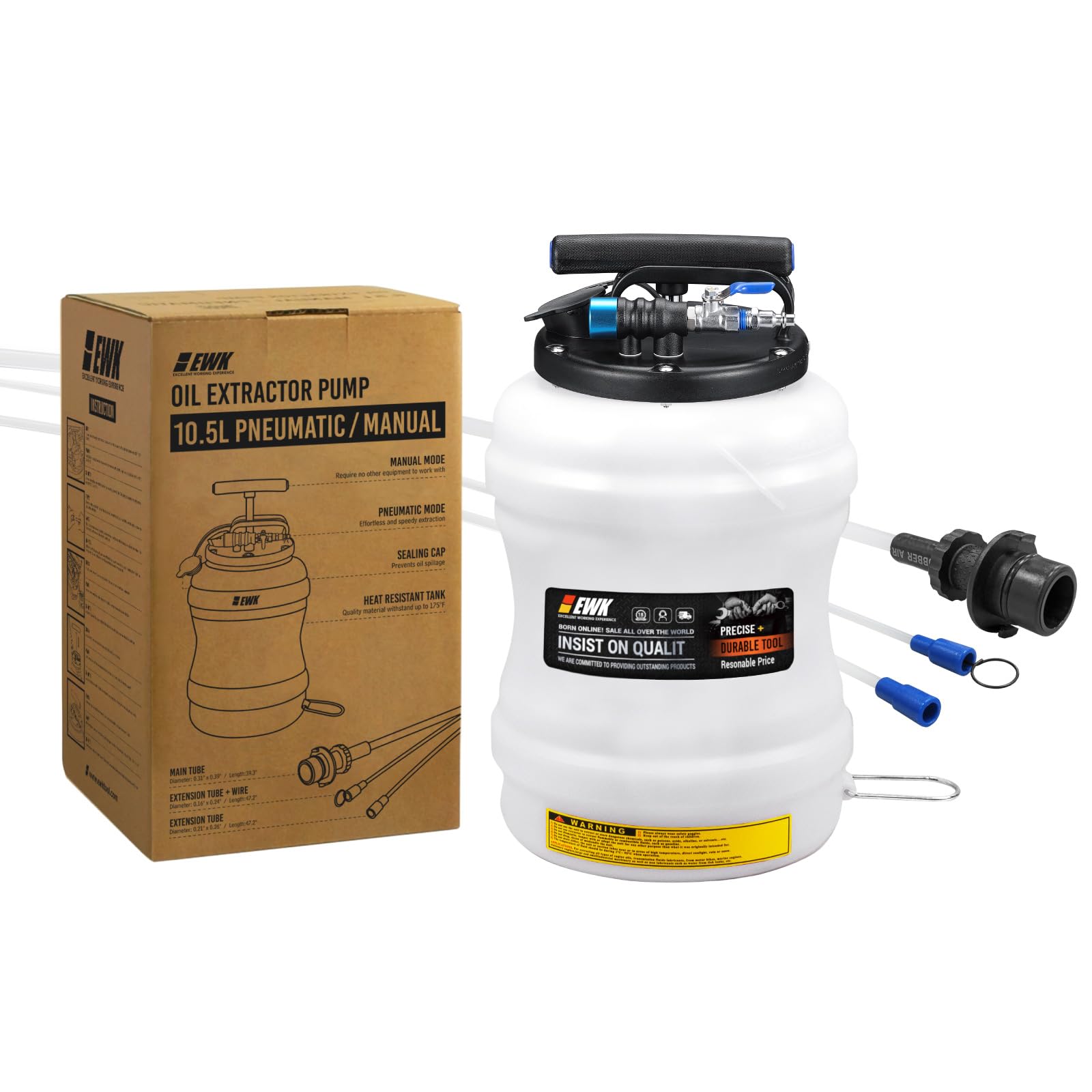 EWK 10.5L Pneumatic/Manual Oil Extractor Pump for Oil Change, Fluid Extractor for Automotive Fluids Vacuum Evacuation