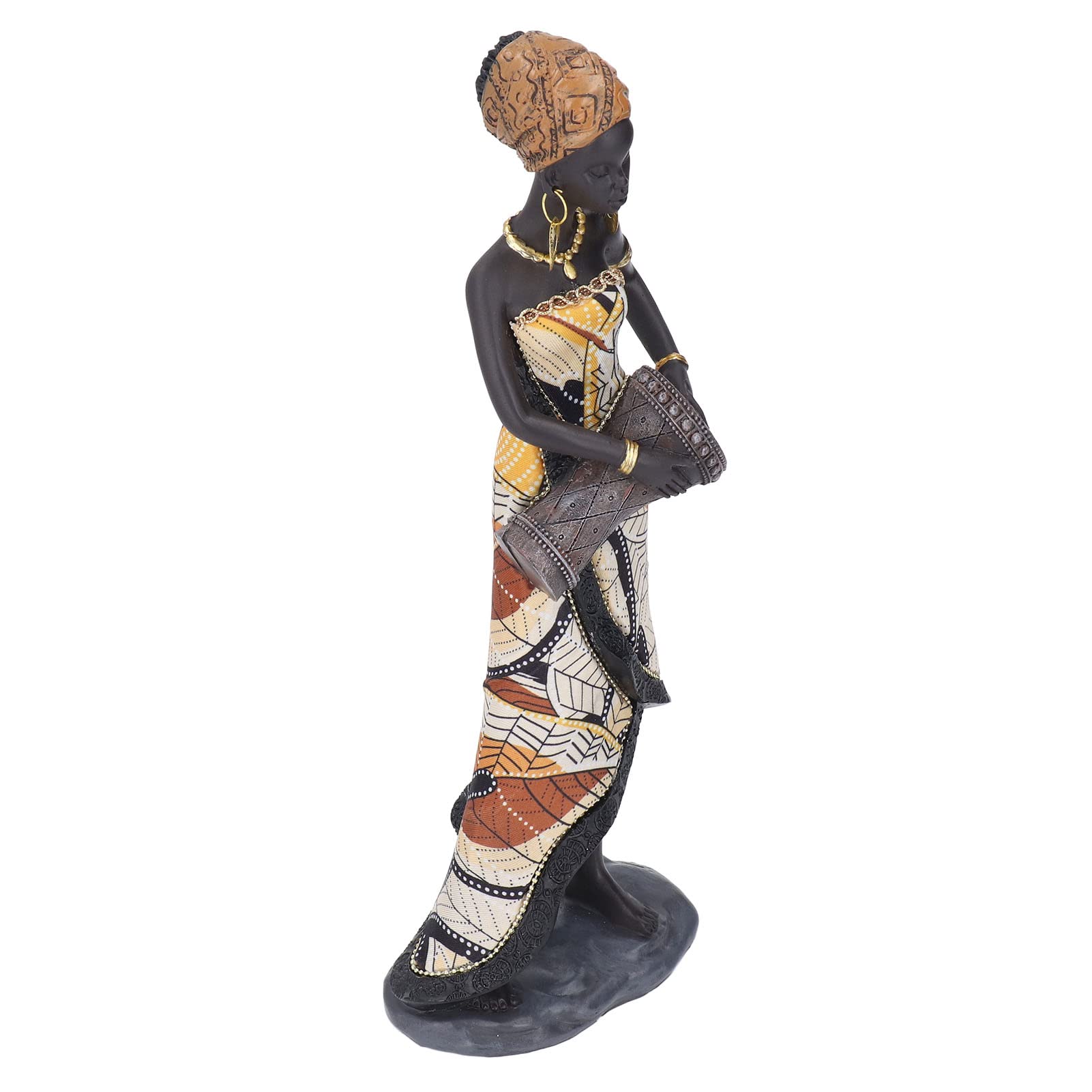 Estatua africana, estatua de mujer africana, vitalidad artística, aspecto realista para oficina, estante, mesa