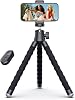 Phone Tripod, Portable and Flexible Phone Stand for Video Recording with Wireless Remote, 360° Rotating Tabletop & Travel Tripods Head for iPhone, Smartphones, Camera