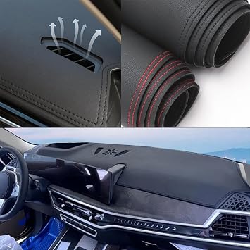 Black Leather Style Dash Mat Dashboard Cover Dash mat Interior Pad Compatible for BMW X7 X6 2023-2026