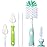 CAREBABYMORE Baby Bottle Brush with One Base Hidden Nylon Nipple Cleaner, 2 Pcs Sponge Nipple Brushes, 2 Pcs Straw Brushes, Bottle Brush with Nipple Cleaner and Suction Cup (Green)