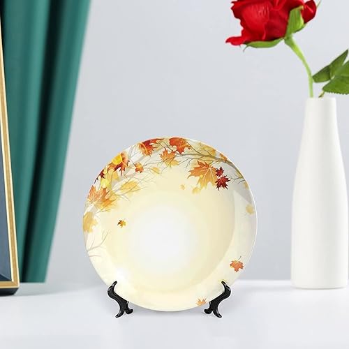 Miniatura 6 de Plato decorativo de 6 pulgadas, cerámica de cerámica para decoración de otoño, imagen suave de hojas de otoño desvanecidas, impresión de cerámica