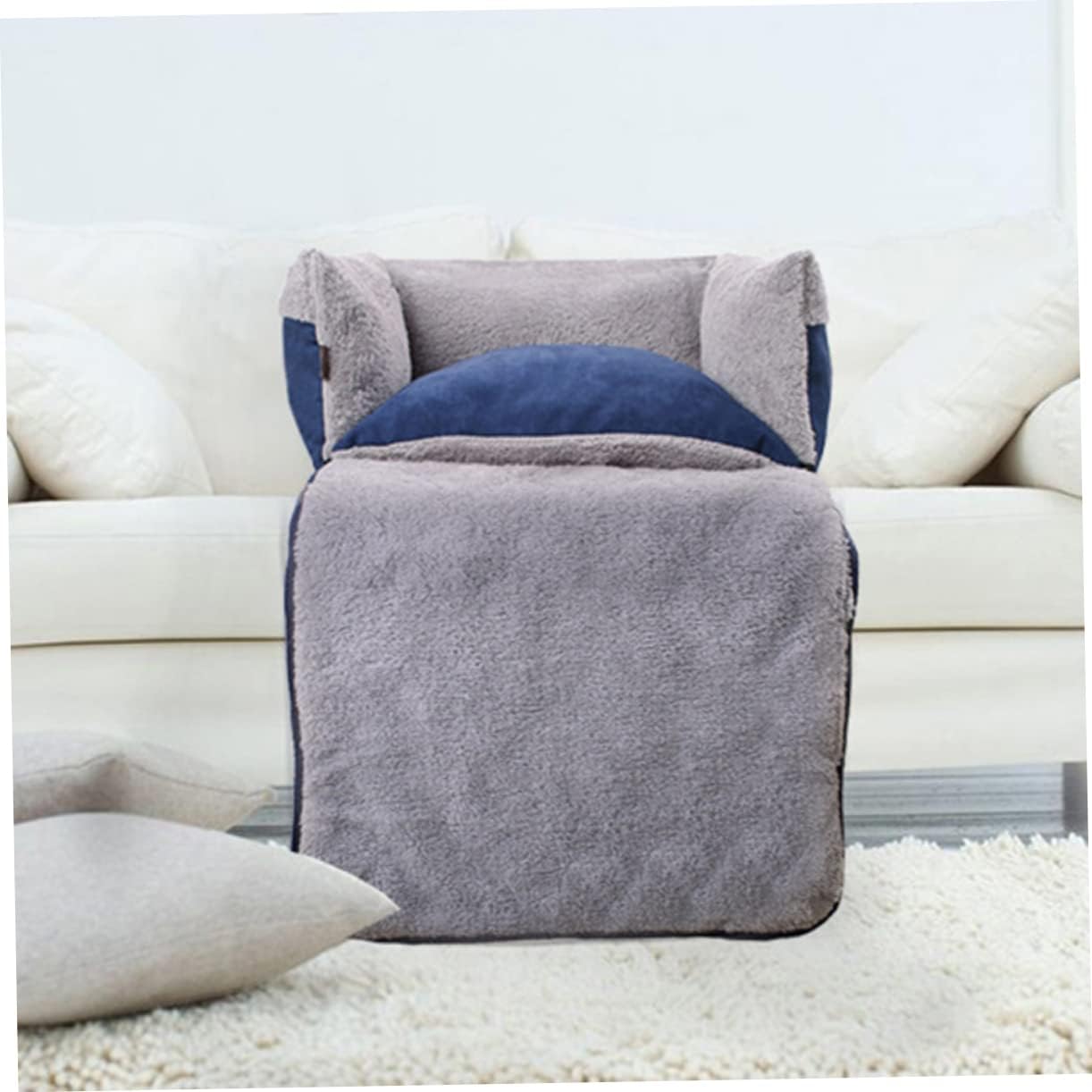 Dog Kennels Sofa Bed Removable Pet Bed for Small Medium Dogs Warm Blanket Quilt Blue Large