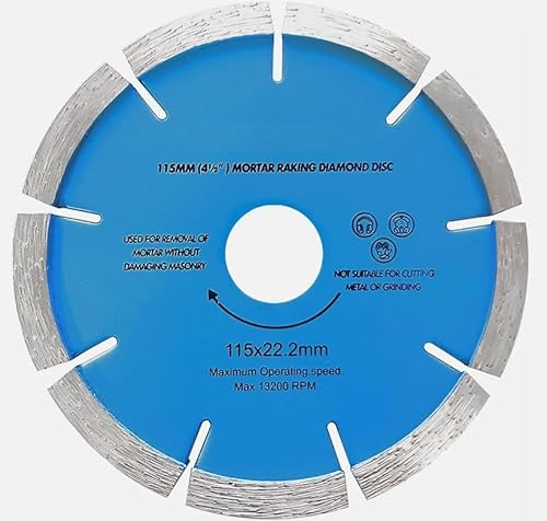 Unibos | 2X Diamond Mortar Rake Disc | 115mm 4 1/2 Grinder | Segmented Diamond Dry Cutting Disc | For Cutting Ceramic, Porcelain, Granite, Tiles, Concrete, Marble, Bricks & Stones