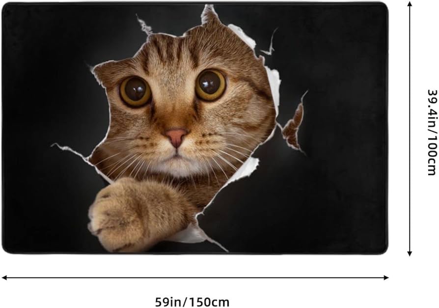 Amazon | ねこ 猫 猫柄 おもしろ カーペット 長方形 ラグマット ラグ