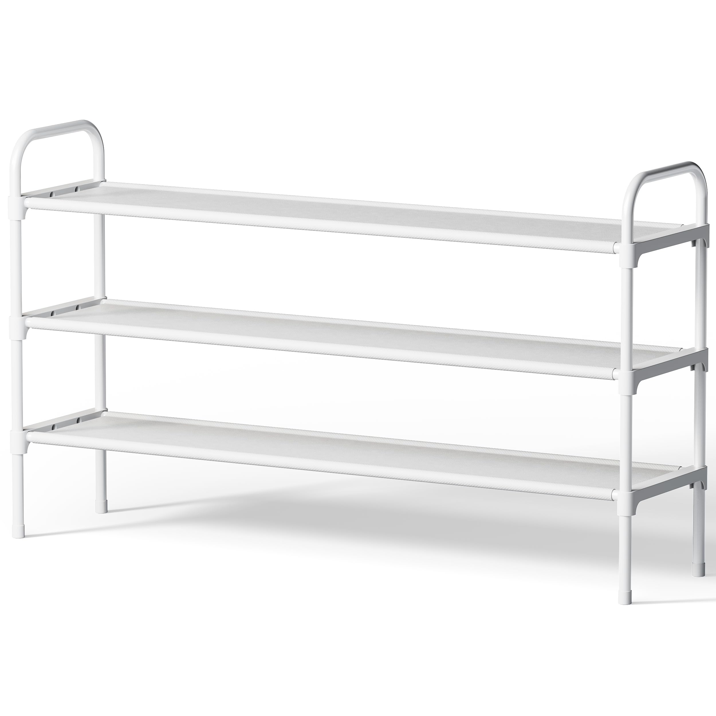 kitsure extra-long shoe rack for closet, shoe organizer for front door entrance, stackable shoe shelf, detachable closet organizers and storage, 39.0" wide - 3 tier, white