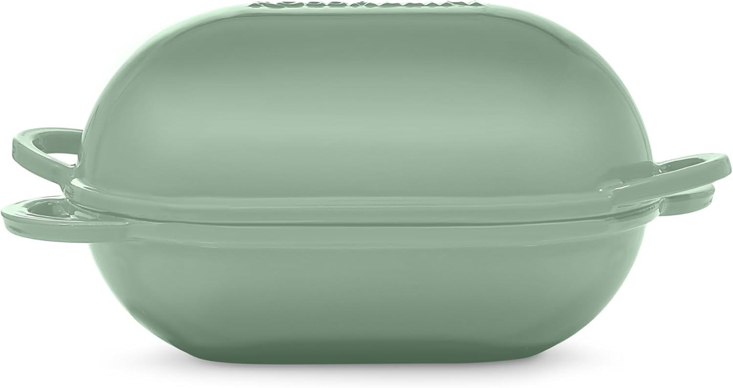 Signature Enameled Cast Iron Sourdough Bread Oven | Non-Stick with Tight Fitting Lid for Perfect Baking and Bread Making | 2QT Oval Oven With Lid [Sage Green] - Image 2