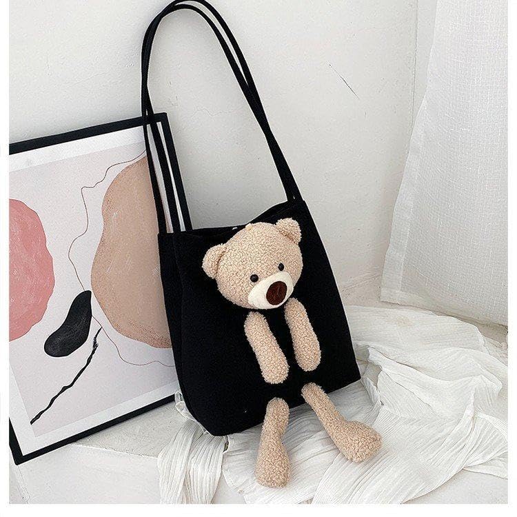 39 ぬい服 バッグ＋ショルダー追加 くま オフホワイト 15〜 16cm ぬいぐるみショルダーバック(クマ) | Y's baby_selectshop