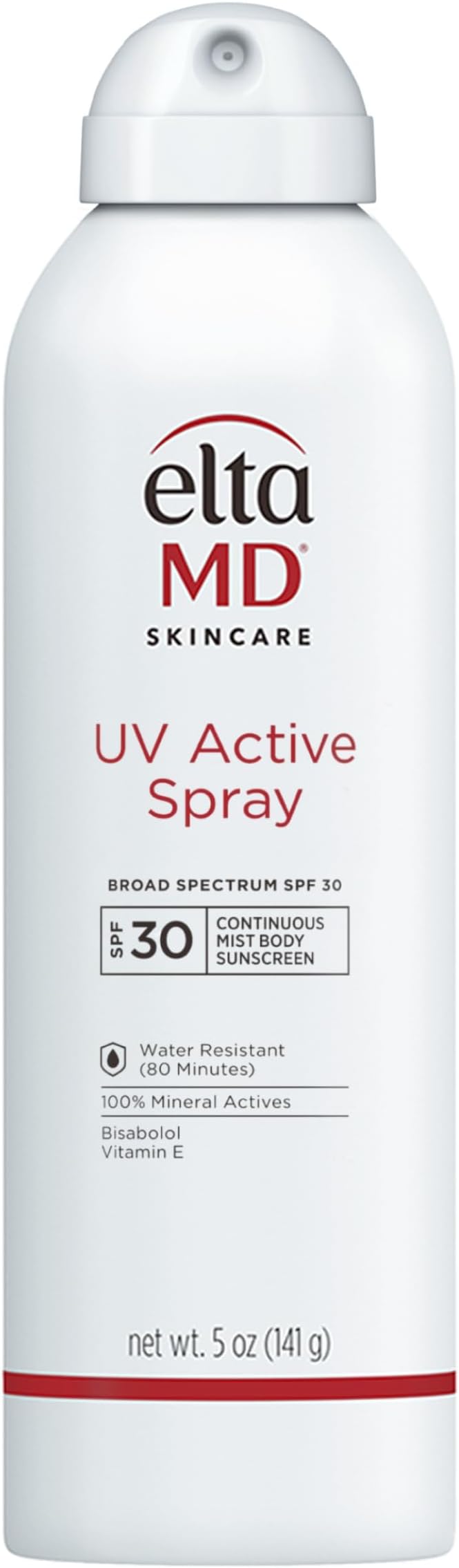 EltaMD UV Active Mineral Spray Sunscreen Broad Spectrum SPF 30, Zinc Oxide Spray Sunscreen, 5 oz Spray Bottle
