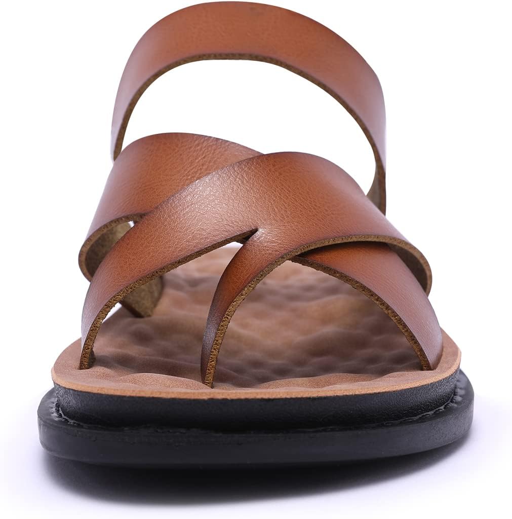 Harssidanzar Men's Sandals,Quick-Dry Flip-Flop Summer Slip On Cross Straps Slide Sandals Toe Ring Style Outdoor And Indoor KM221US - Image 7