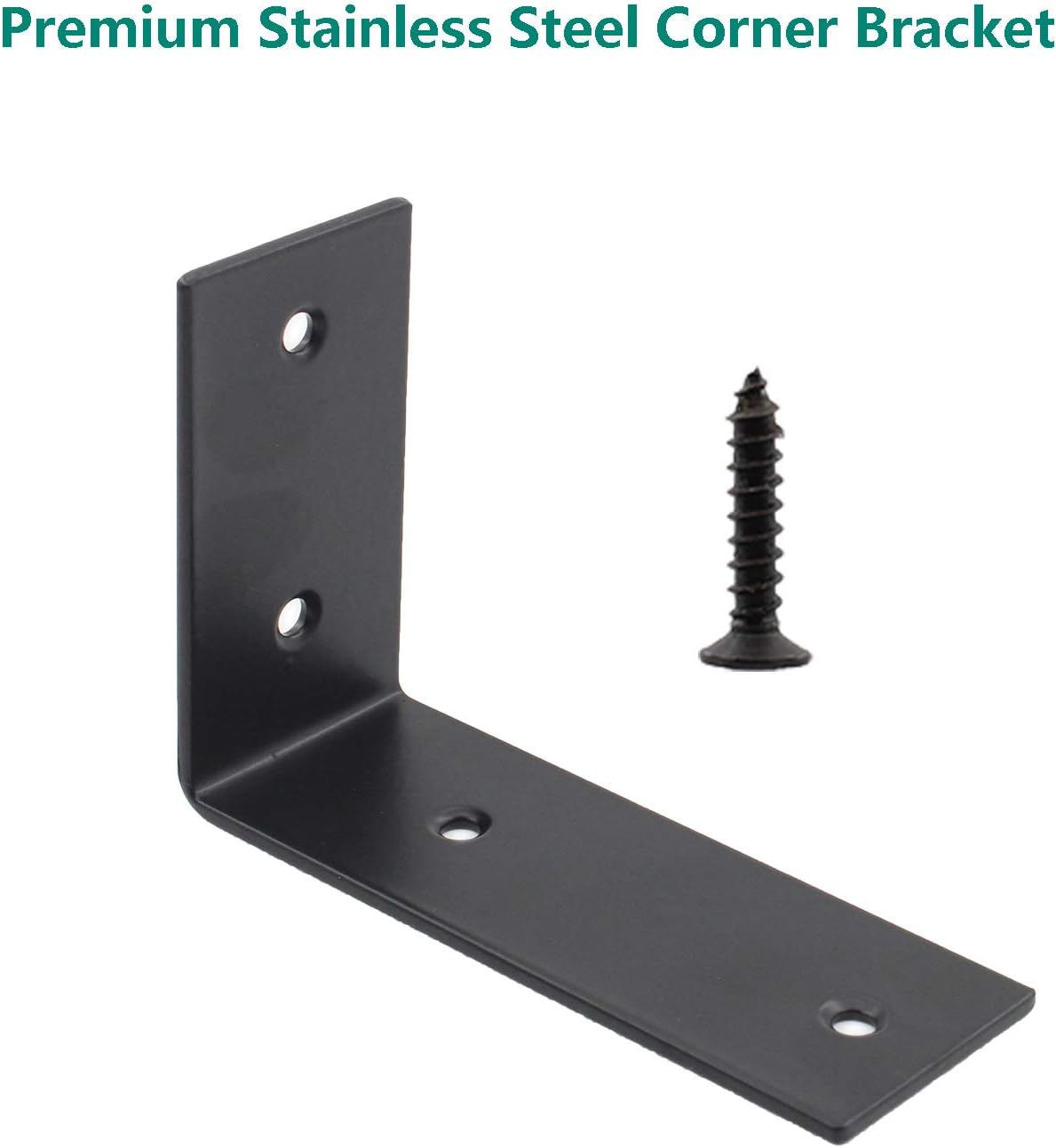 4 Pack Corner Bracket Shelf Bracket,ULIFESTAR Heavy Duty Stainless Steel L Bracket Corner Brace,Right Joint Angle Brackets Floating Shelf Bracket Support Hardware for Wood 125x85x3mm/4.92x3.35x0.12''