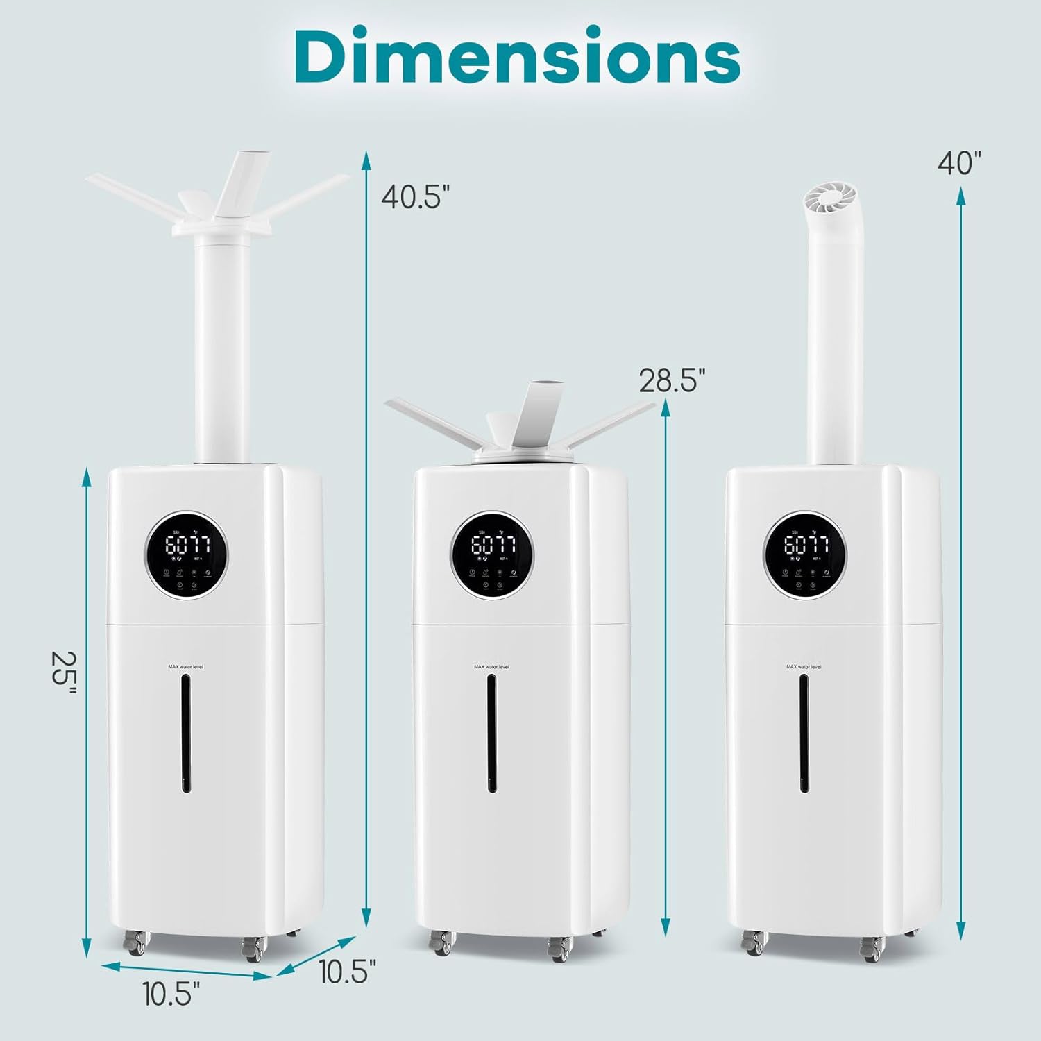 ARLIME Humidifier Large Room 2200 Sq.Ft, 5.5Gal Top Fill Commercial Humidifier w/3 Mist Levels, Power-off Memory, Extension Tube, 360° Nozzles, Whole House Humidifier w/Wheels for Bedroom, Plants
