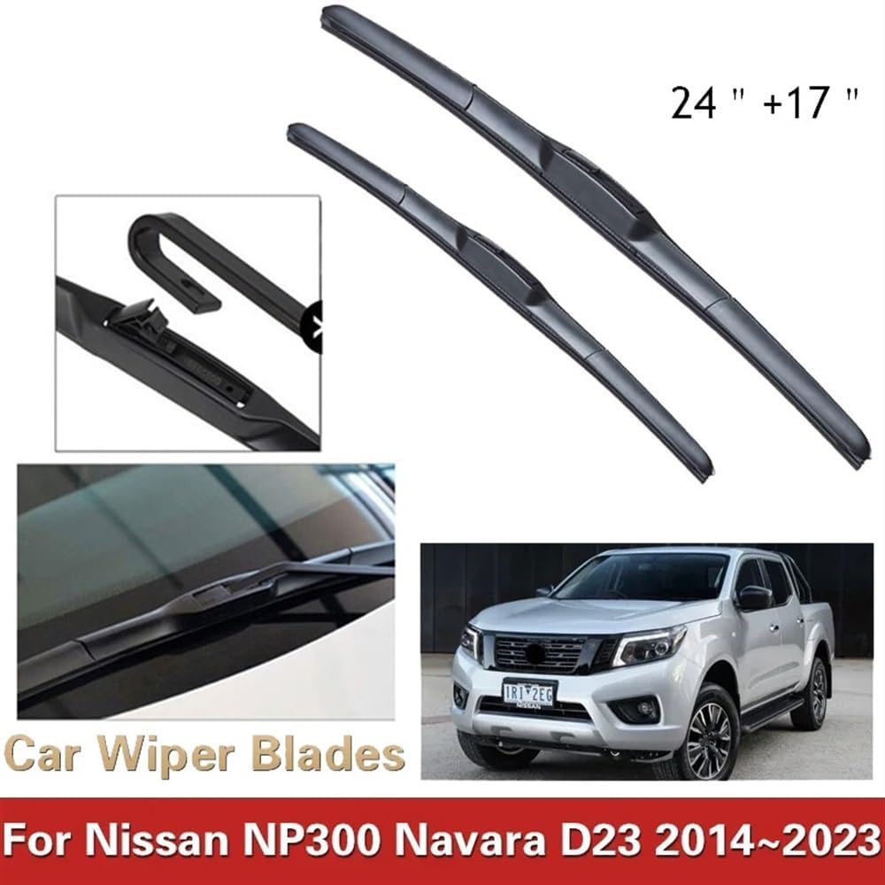 Car Front Wiper Blades Compatible with Nissan NP300 Navara Frontier D23 2014~2023 Window Windshield Windscreen Brushes Auto Replacement Part