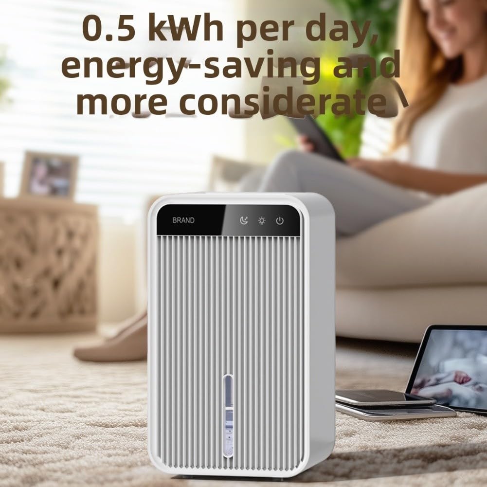 Deumidificatore elettrico compatto, capacità 1,8 litri, funzionamento ultra silenzioso, funzione di risparmio energetico, scarico automatico per asilo nido cantina armadio piccolo spazio
