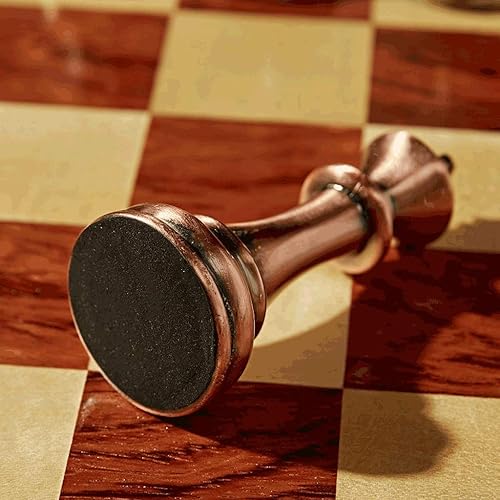 Miniatura 6 de ROLTIN Juego de ajedrez internacional de metal para niños y adultos con tablero de madera y almacenamiento, piezas estándar de metal, juego clásico