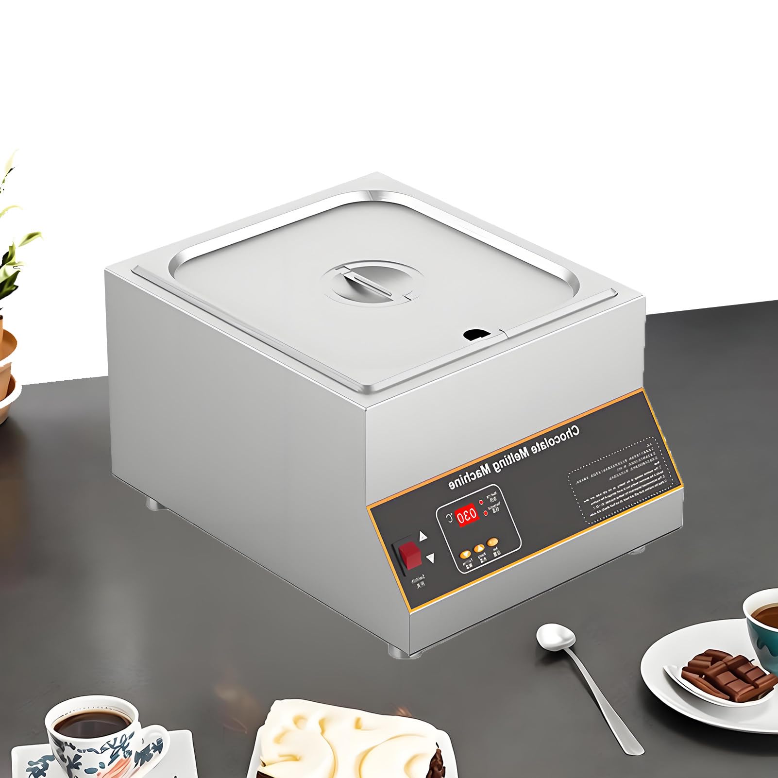 Fondoir à Chocolat Tempéreuse à Chocolat Professionnelle en Acier Inoxydable, Appareil a Fondre Le Chocolat, Réchaud Électrique pour Chocolat, Pâtisserie, Bonbons et Fromage 1pots