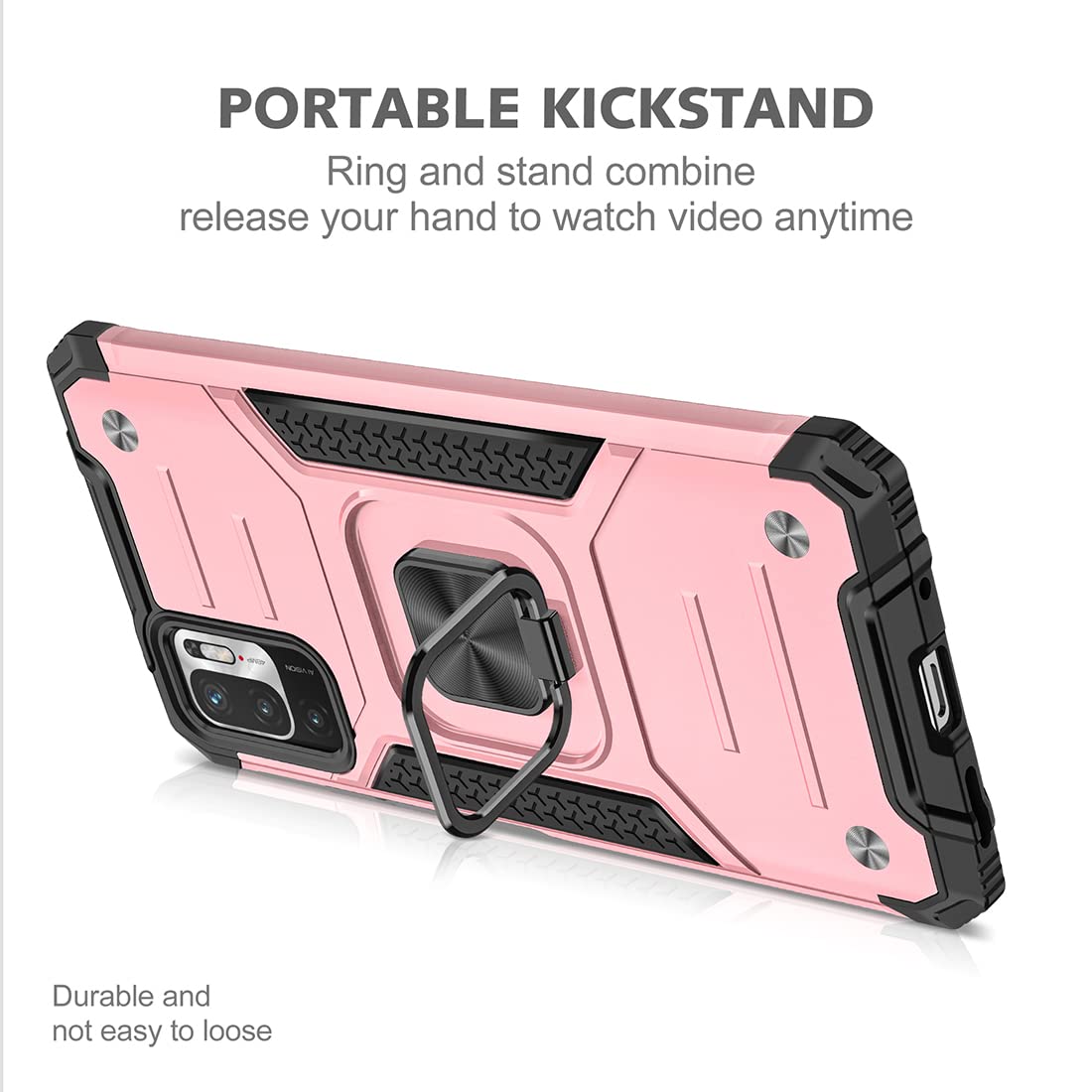 UPLAI Elegante Cover per Xiaomi Redmi Note 10 5G / Poco M3 Pro 5G, Ultra Sottile Premio TPU Antiurto Custodia Insieme a Anello Cavalletto, Moda Progettazione Galvanica Caso.Grigio