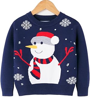  Baby Toddler Baby Girl Boy Christmas Sweater Pullover Snowman Christmas Knit Sweatshirt Winter Warm Coat Clothes 12 Months- 5Years