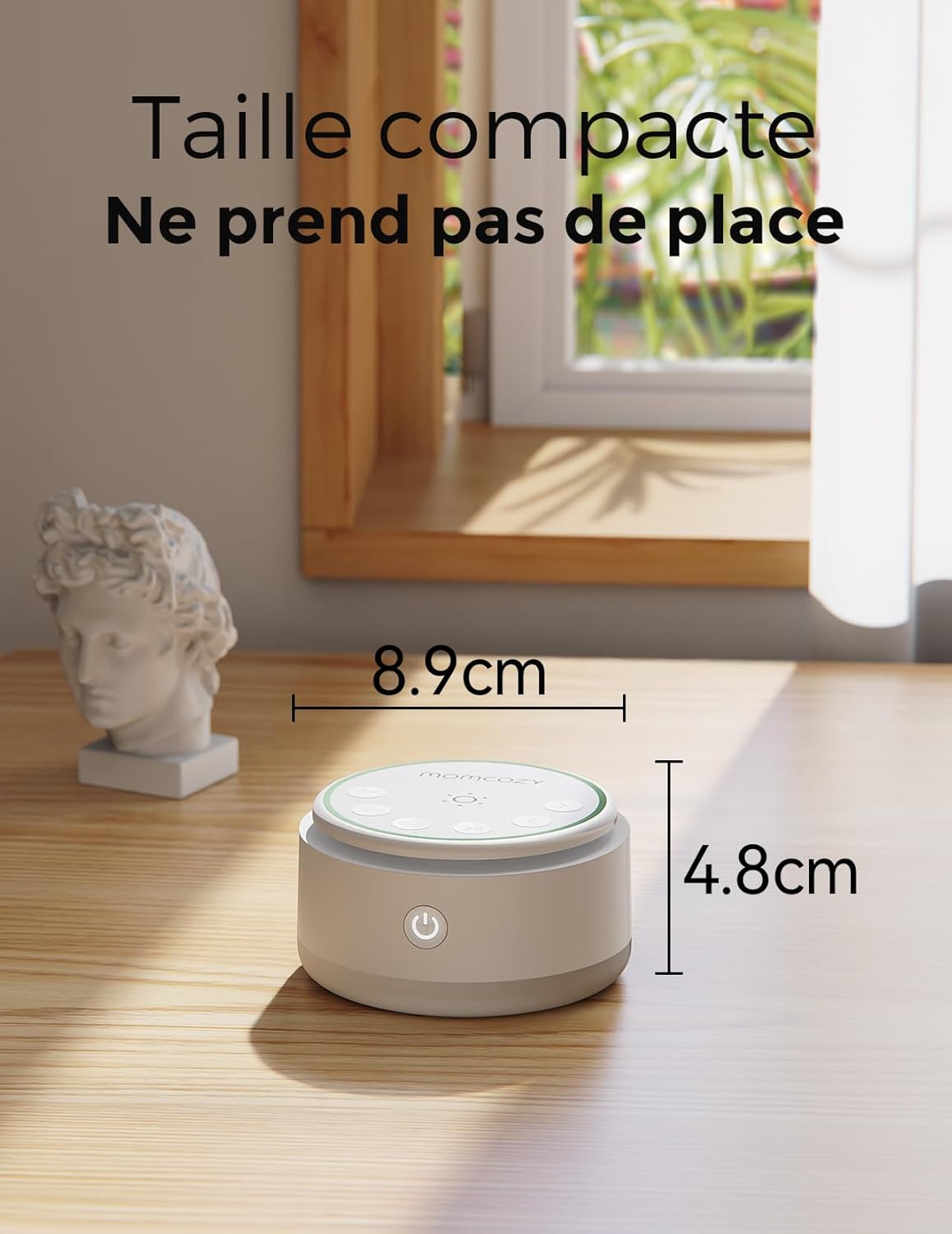 Momcozy Sound Machine with dimensions 8.9cm width and 4.8cm height