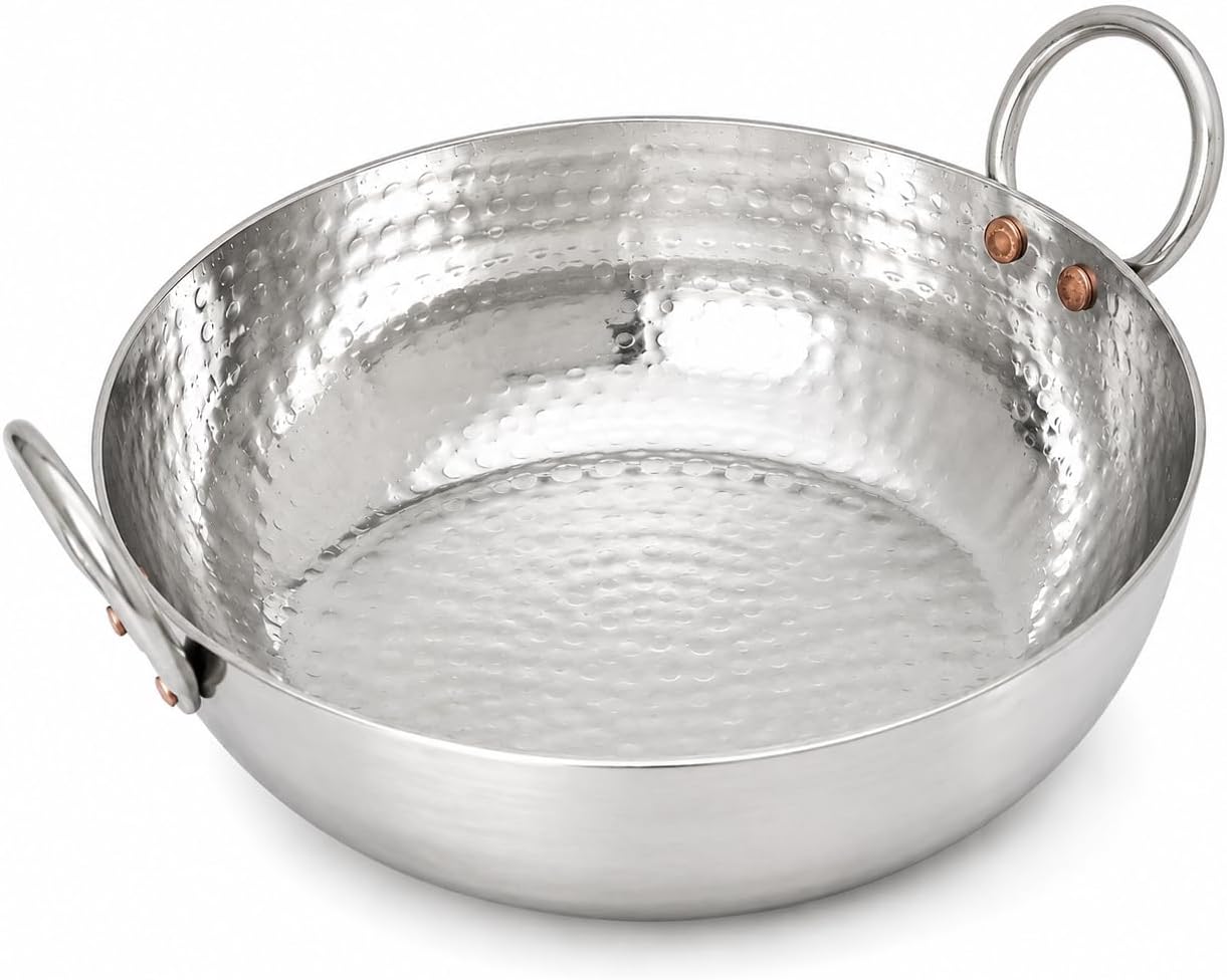 KC Sandwich Bottom Heavy Guage Stainless Steel Hammered Kadhai Cookware(2500 ML)