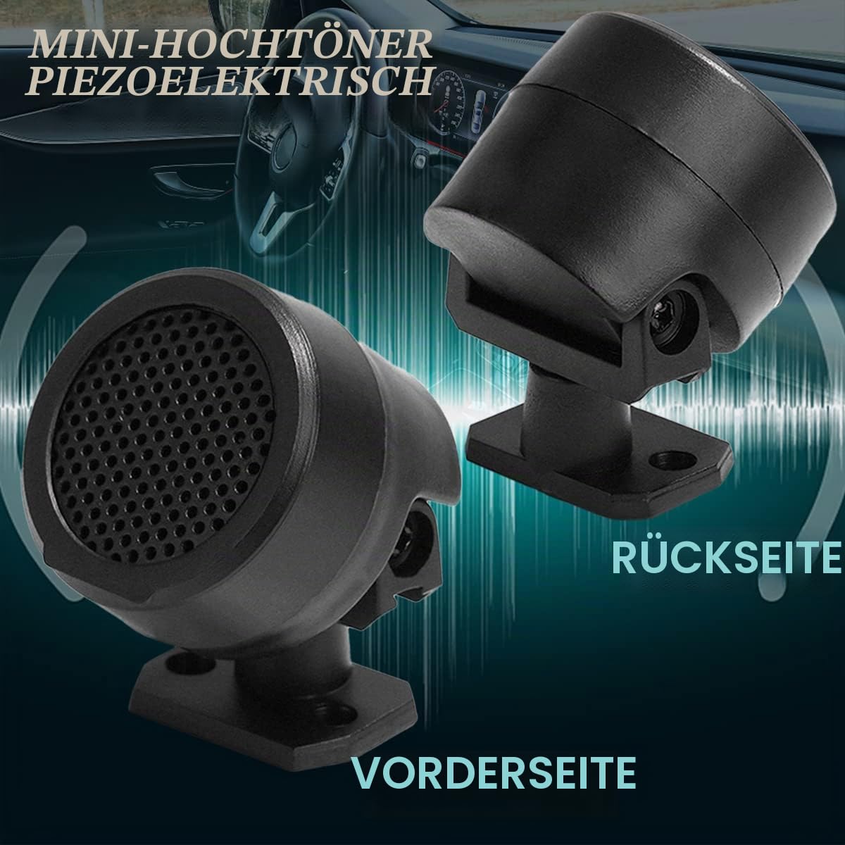 FERCAISH 4 Stück 500 W Autolautsprecher, TP-006A Hochleistungs-Stereo-Auto-Hochtöner, vertikale, runde, einfach zu installierende Lautsprecher für die Oberflächenmontage auf Auto, LKW und Boot (4p)