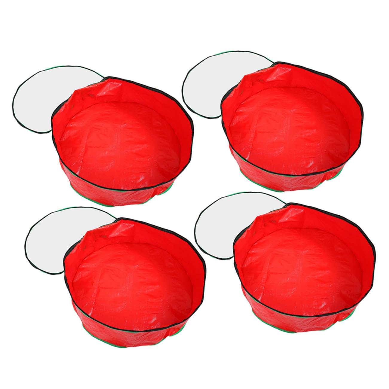 PRETYZOOM 4pcs Wreath Storage Bag Christmas Garland Organizer Clear Window Round Storage Easy to Carry Holiday Decor Bag