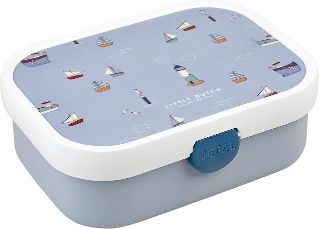 Mepal - Lunch Box Campus Little Dutch - Bento Lunch Box For Children - Lunch Box With Bento Compartment & Fork - Lunch Box With Clip Closure - BPA-free & Dishwasher Safe - 750 ml - Sailors Bay.