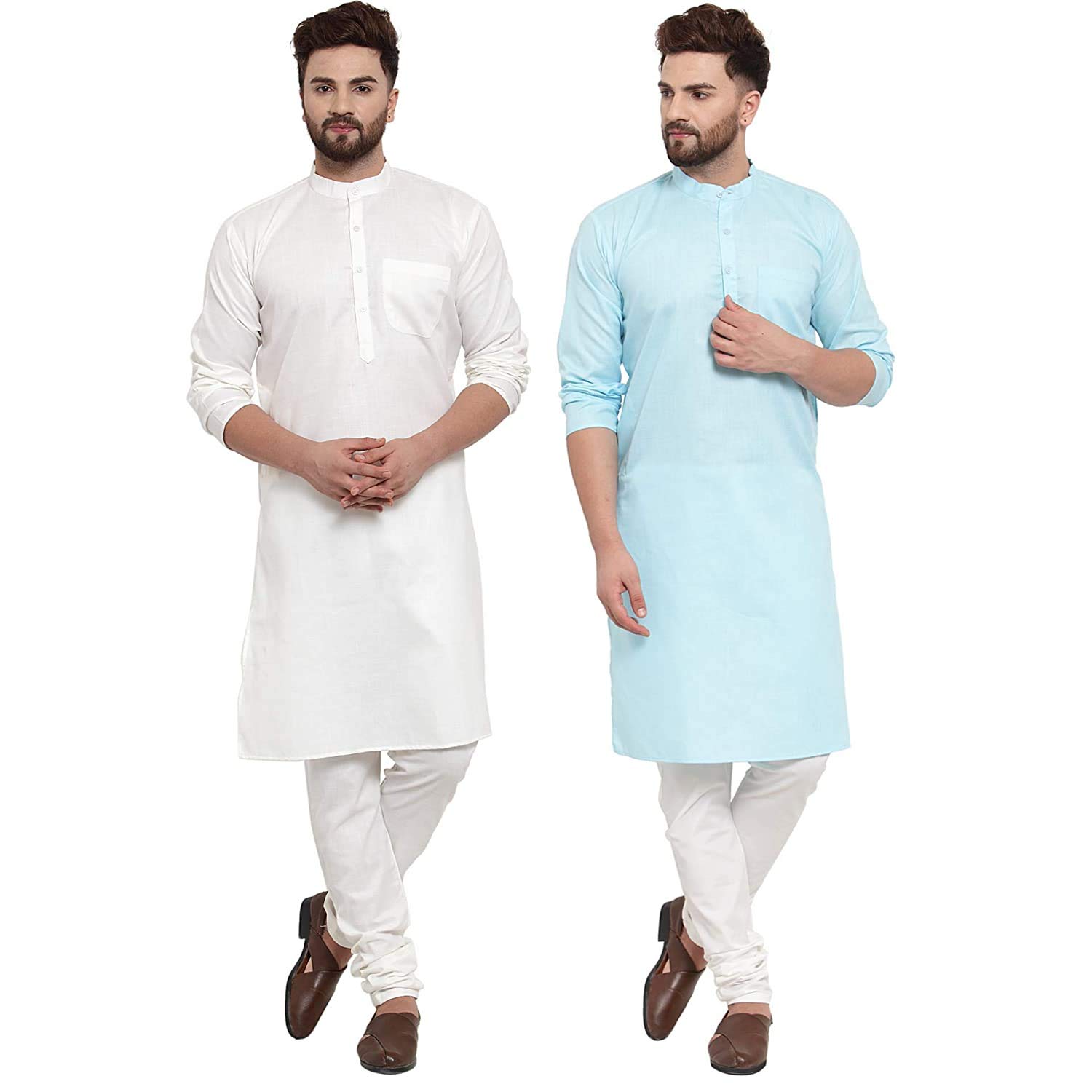 royal kurta Men's Cotton Kurta Pajama Set (Combo of 2 Kurta Sets)-picture-31