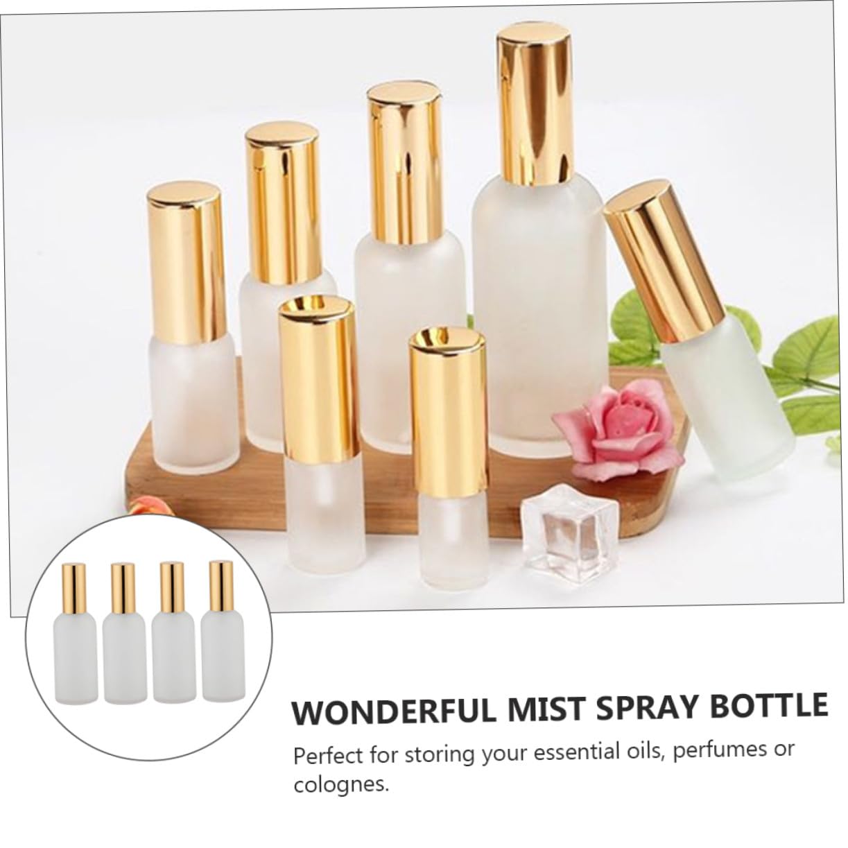 VALICLUD 4 piezas Botellas de Vidrio para Perfume Spray Recargable Portátil de Duraderas y Reutilizables para Aceites Esenciales y Fragancias