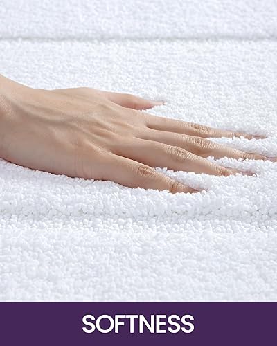 Miniatura 3 de DEXI Alfombra de baño, ultra absorbente, suave, lavable, antideslizante, para suelo de baño, bañera, ducha, 24 x 16 pulgadas, color blanco