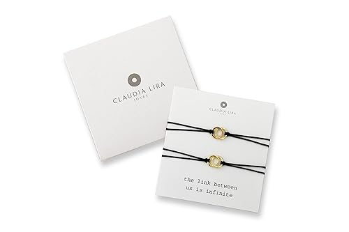Miniatura 3 de 2 Piece Set Gold Double Circle Link Charm Friendship Bracelets with Black Thread and Message Card, Perfect Jewelry Gift for Friend and Family,
