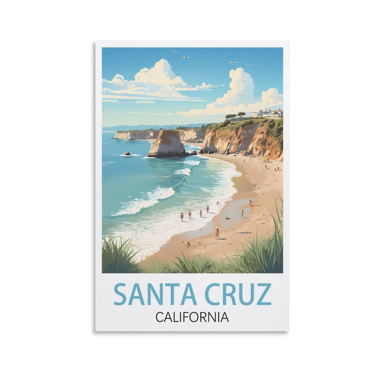 Metal Tin Sign Plaque Poster Art Plaque Poster Wall Decor for Home Tool Room Bar Club Restaurant Cafe Santa Cruz California Posters 15x30cm