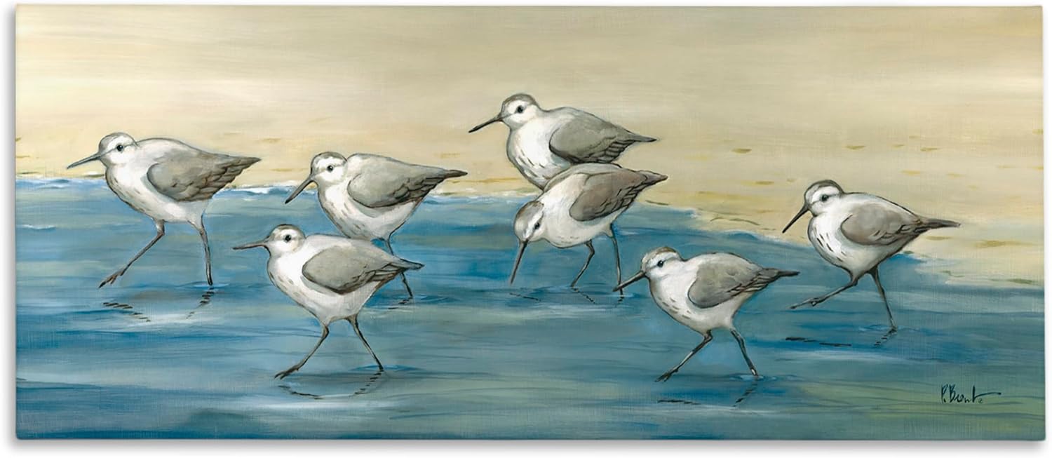 Stupell Industries Sandpiper Bird Flock Beach Shoreline Canvas Wall Art, Design by Paul Brent