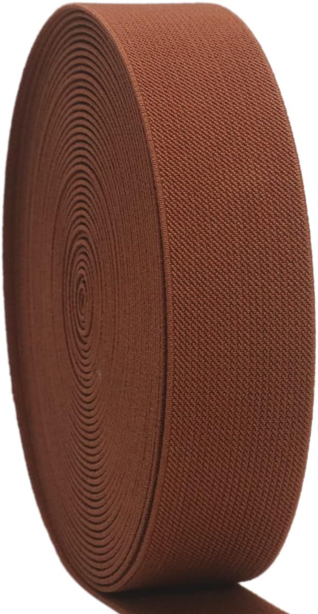 JESEP 10 Yards 1 1/2 inch Knit Elastic Band Double-Side Twill Woven Elastic Heavy Stretch Elastic Spool for Sewing Pants Waistband, Wigs, Skirts, Craft DIY Projects (Coffee)