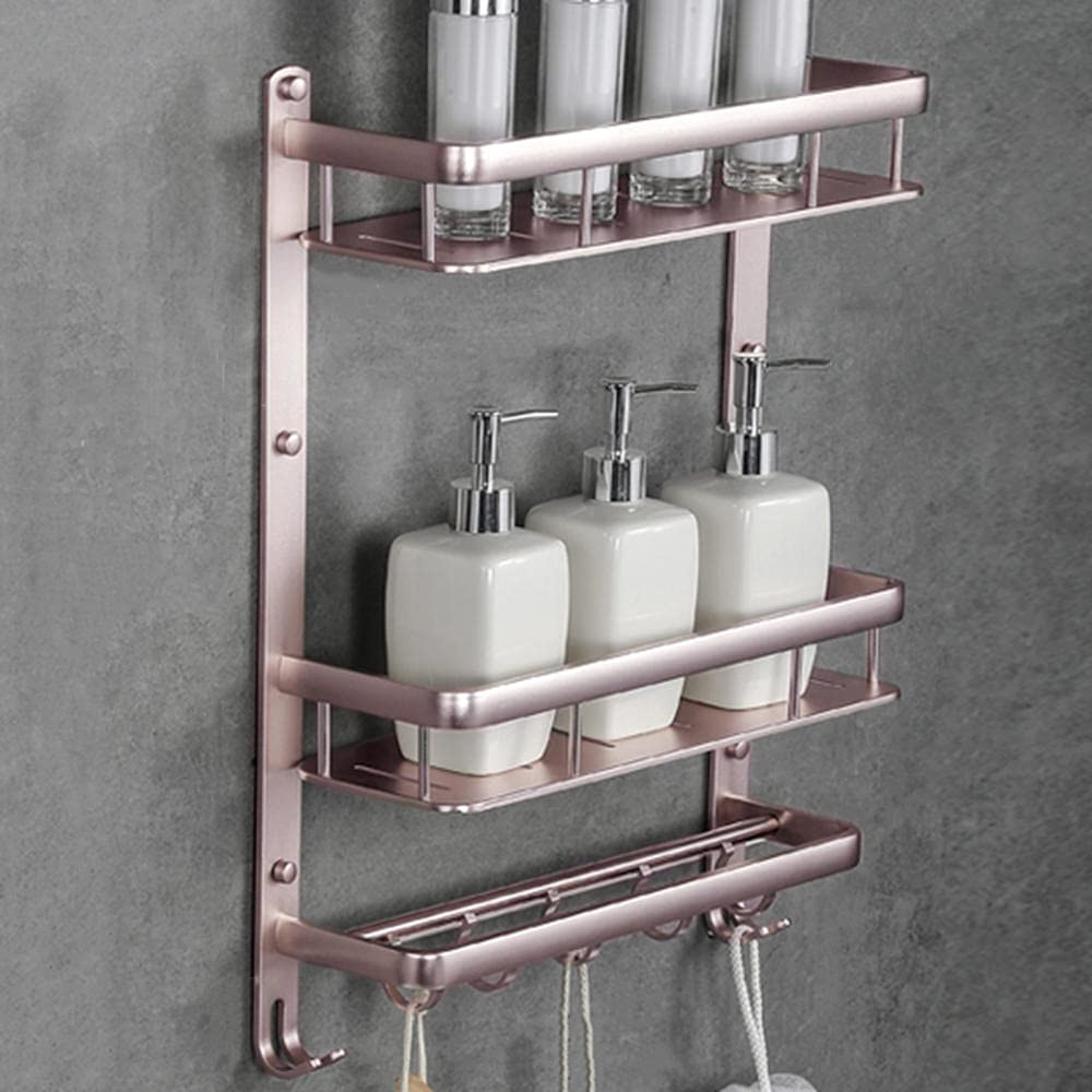 Estante de baño de aluminio espacial de dos pisos para pisos familiares