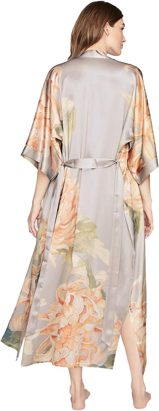 KIM+ONO Luxury 100% Mulberry Washable Silk Kimono Robe for Women | Long Floral Robe | Original Design - Image 4
