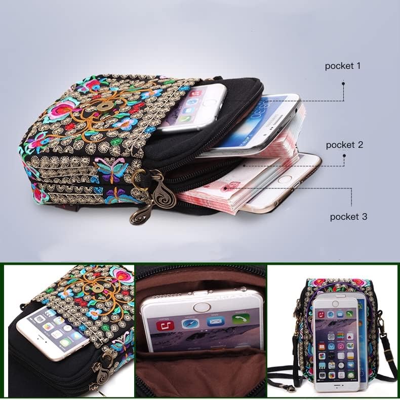 small Embroidered purse,Embroidered cell phone crossbody bag Coin Purse mexican purse Vintage wallet small crossbody cell phone purse - Image 4