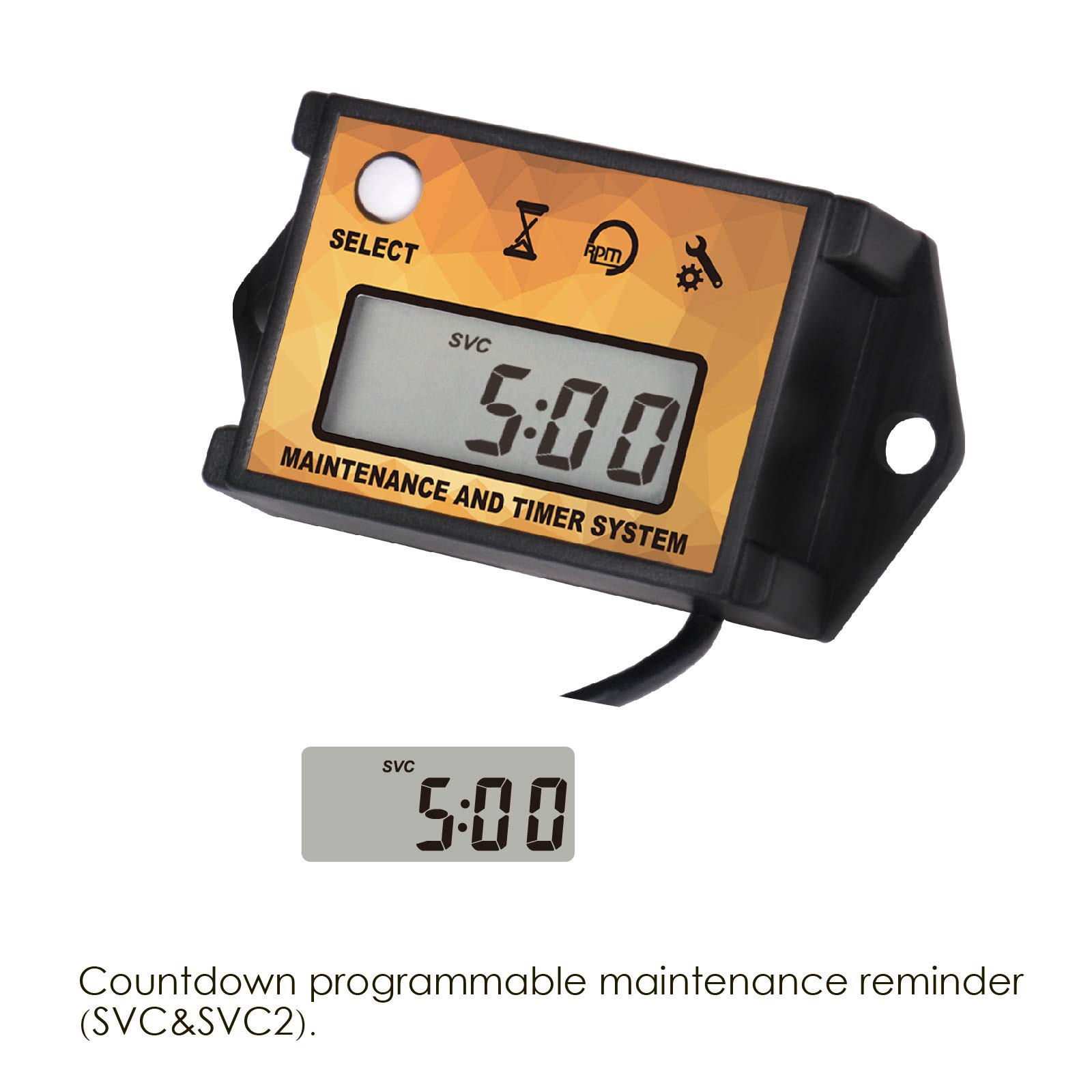 Digital Hour Meter & Tachometer - Waterproof Maintenance Timer For Small Engines