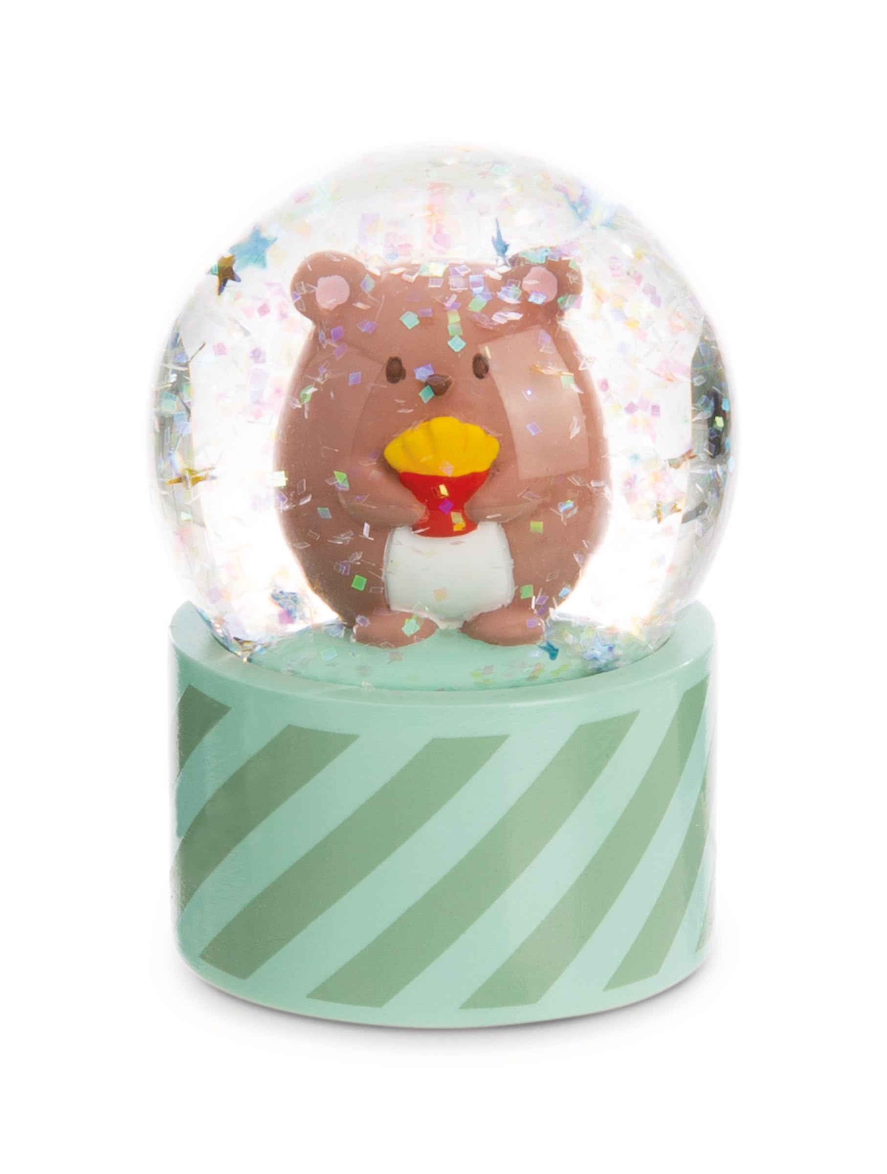mymochi Nomo Bear Shaker Ball 6.5 cm, Green, Kawaii Decorative Accessories, Snow Globe, Micaball, Glassball, Gift Idea for Friendship, 61825
