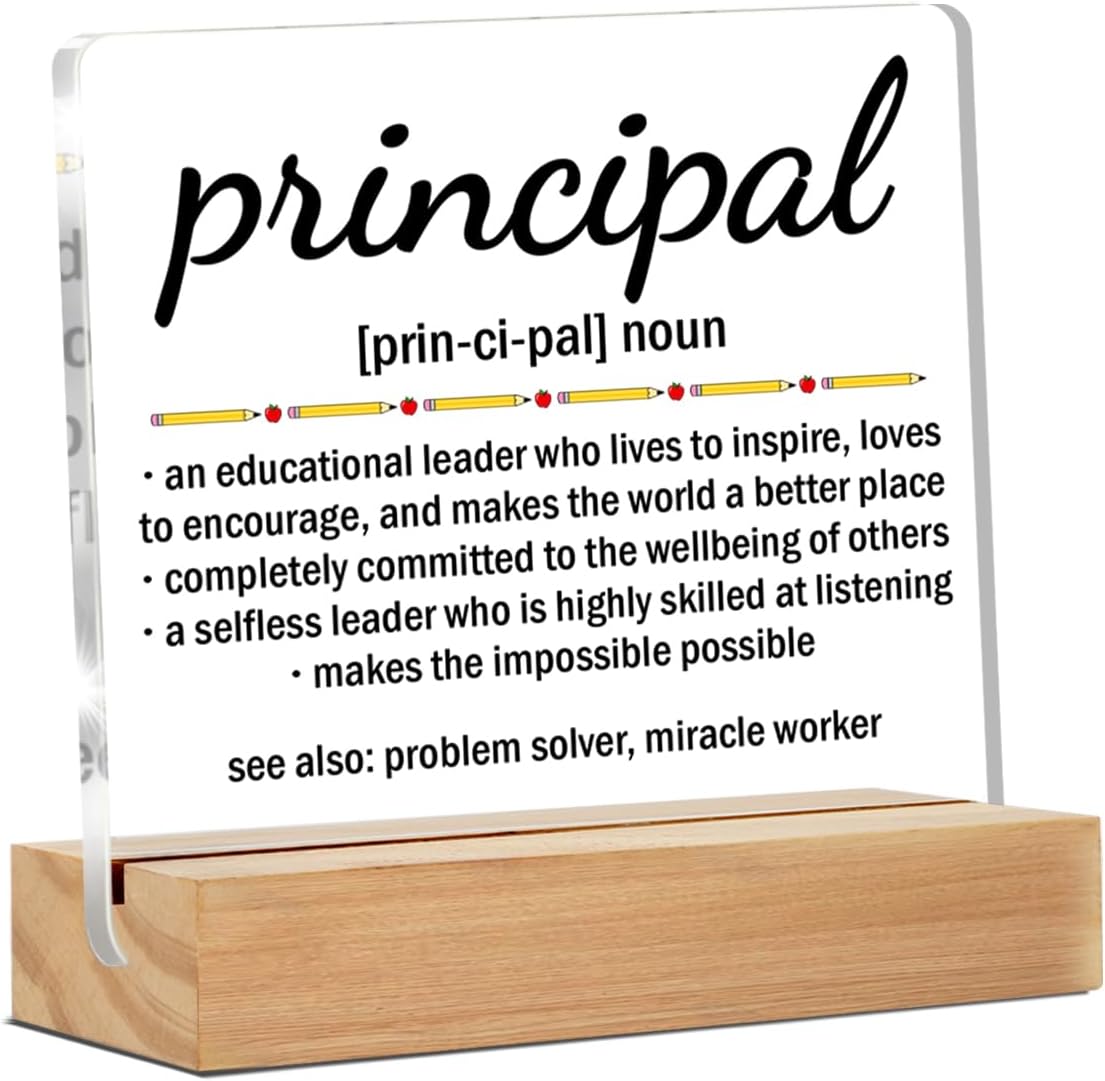 Principal Gifts for Women Men, Principal Thank You Gifts, Principal Definition Clear Desk Decorative Sign Office Decor