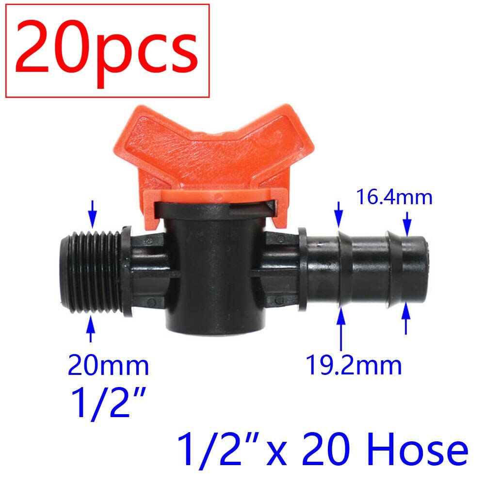 Adapter do węża ogrodowego 20 sztuk zaworu nawadniającego kropelkowego 4/7 3/8/10/12/16/20/25 mm rura kran ogrodowy 1/2" 3/4" męska rura wodna złącze Barb (kolor: N)