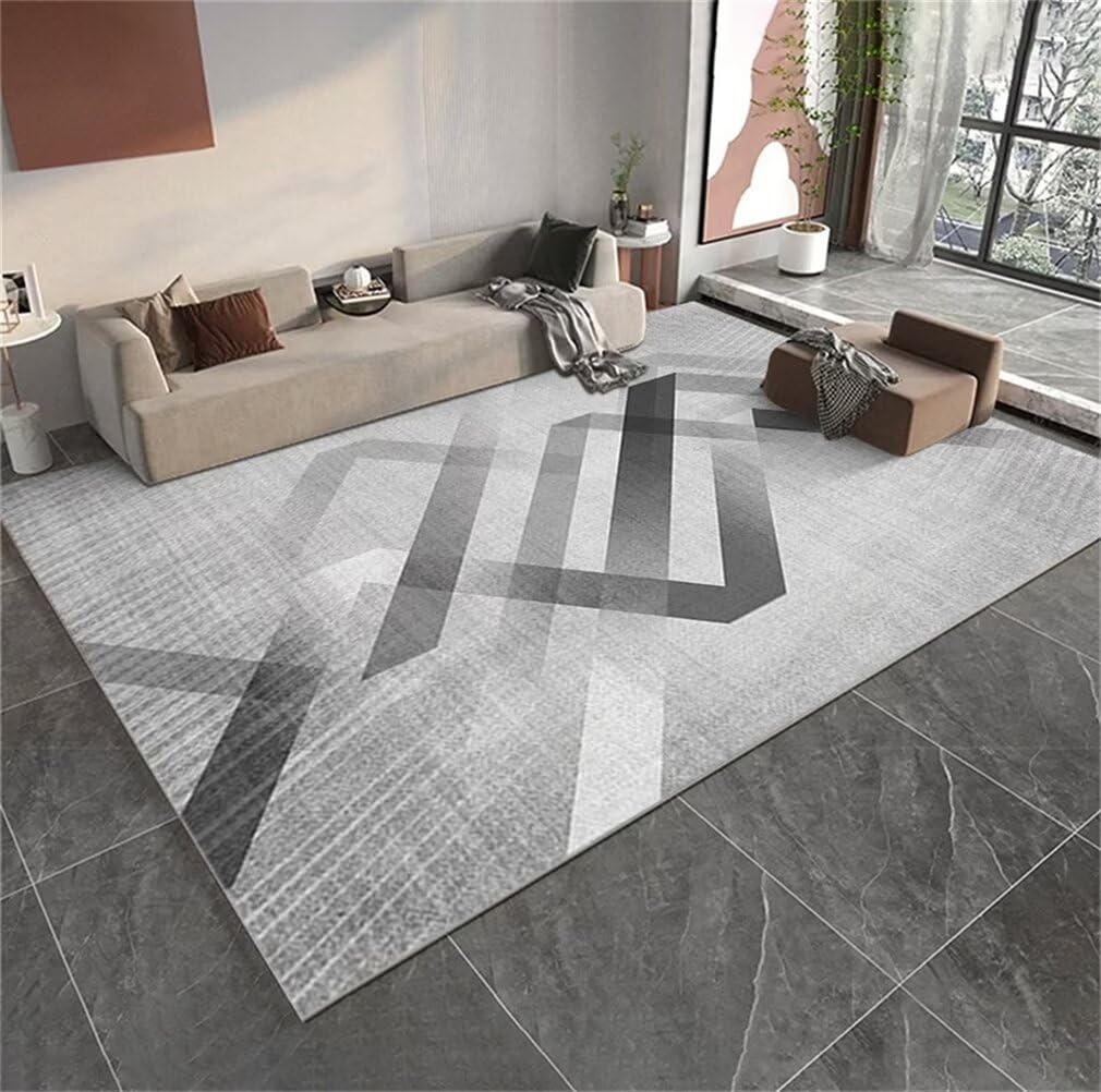 Tapis facile à nettoyer gris 200x200cm pour éviter les taches au salon