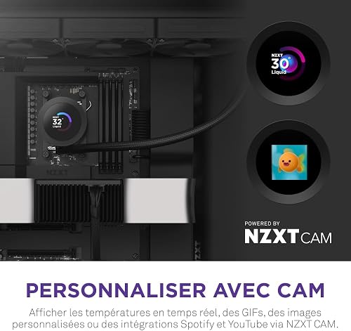 NZXT Kraken Plus 360 – Refroidisseur liquide AIO pour CPU – Radiateur 360mm – 3 x Ventilateurs F120P – Écran LCD carré personnalisable de 1,54" – AMD® AM5, AM4 – Intel® LGA 1851/1700, 1200/115X – Noir - 5