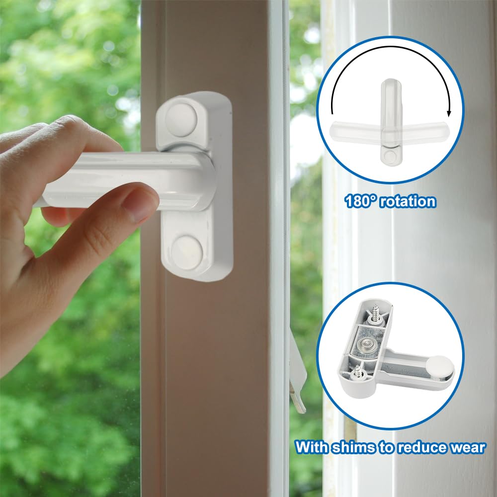 4 Blocca Maniglia Per Bambini - Chiusura Di Sicurezza Per Porte E Finestre, Bianco - Foto 8