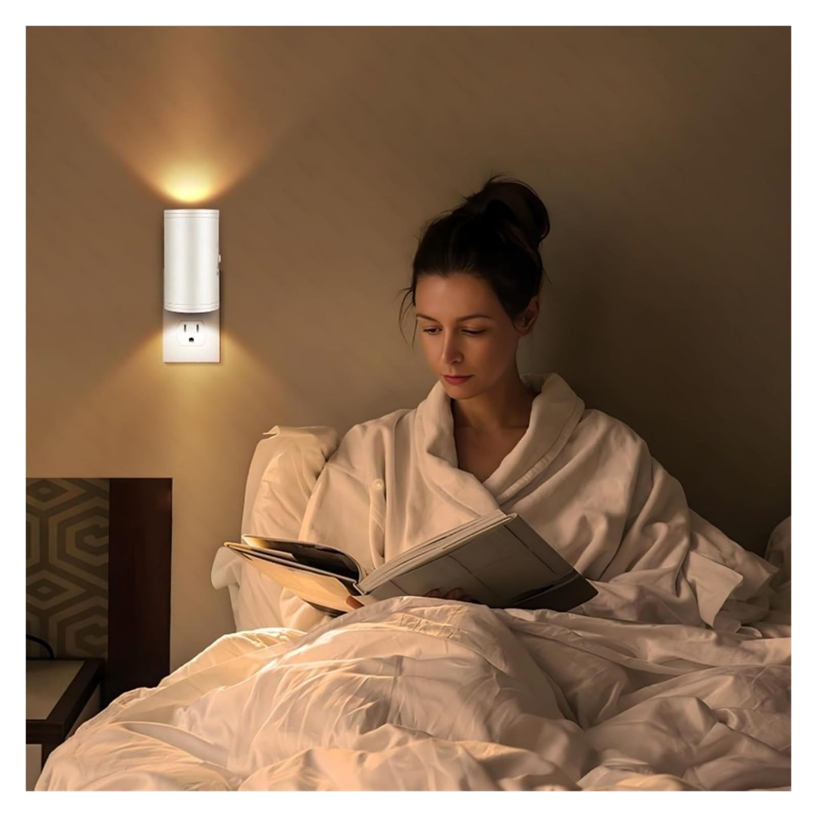 Ciepłe Białe Światło, Czujnik, Lampa Ścienna, 3-kolorowa, Regulowana, Wtykowa, Odpowiednia Do Sypialni I Stolików Nocnych CiepłA I Komfortowa Atmosfera(2PCS)