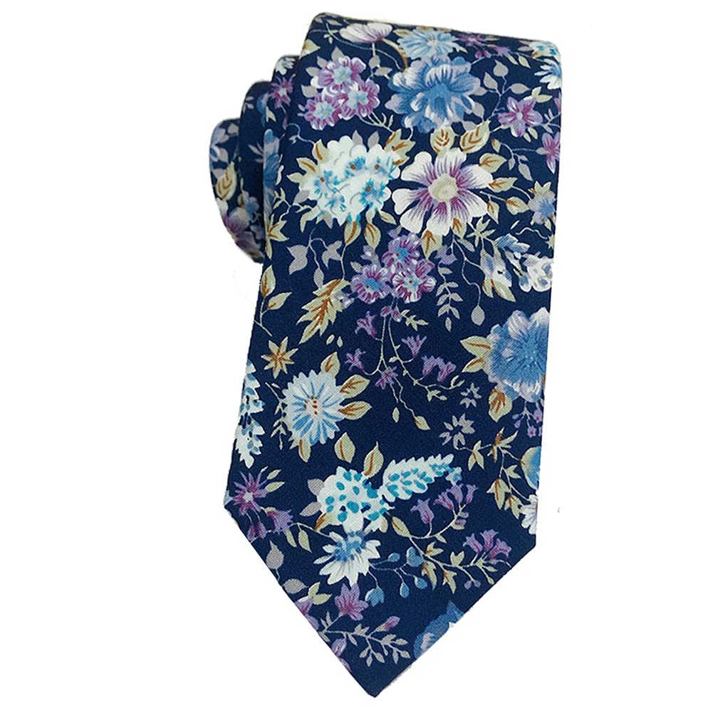 Mantieqingway Men's Cotton Floral Neck Tie 2.56'' Printed Skinny Tie